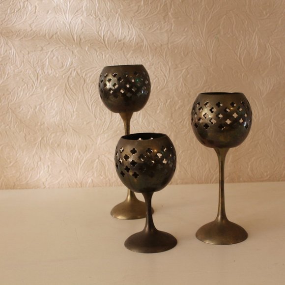 Accents Vintage Brass Votive Candle Holders Set Of 3 Poshmark